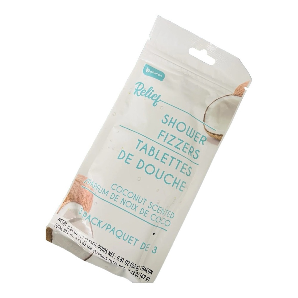 B.Pure 3pk Shower Fizzers Coconut Scent Relaxing Fizzies Steamers NWT